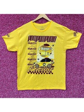 Sanrio Pompompurin Racing Kawaii Print T-Shirt Large
